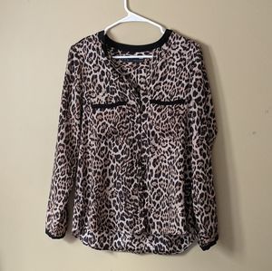 Zara Basic Long Sleeve Button Sz SmallAnimal Print